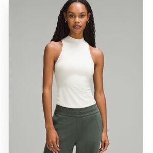 Lululemon Athletica Wundermost Ultra-soft Nulu Mockneck Cream Tank Top- Medium
